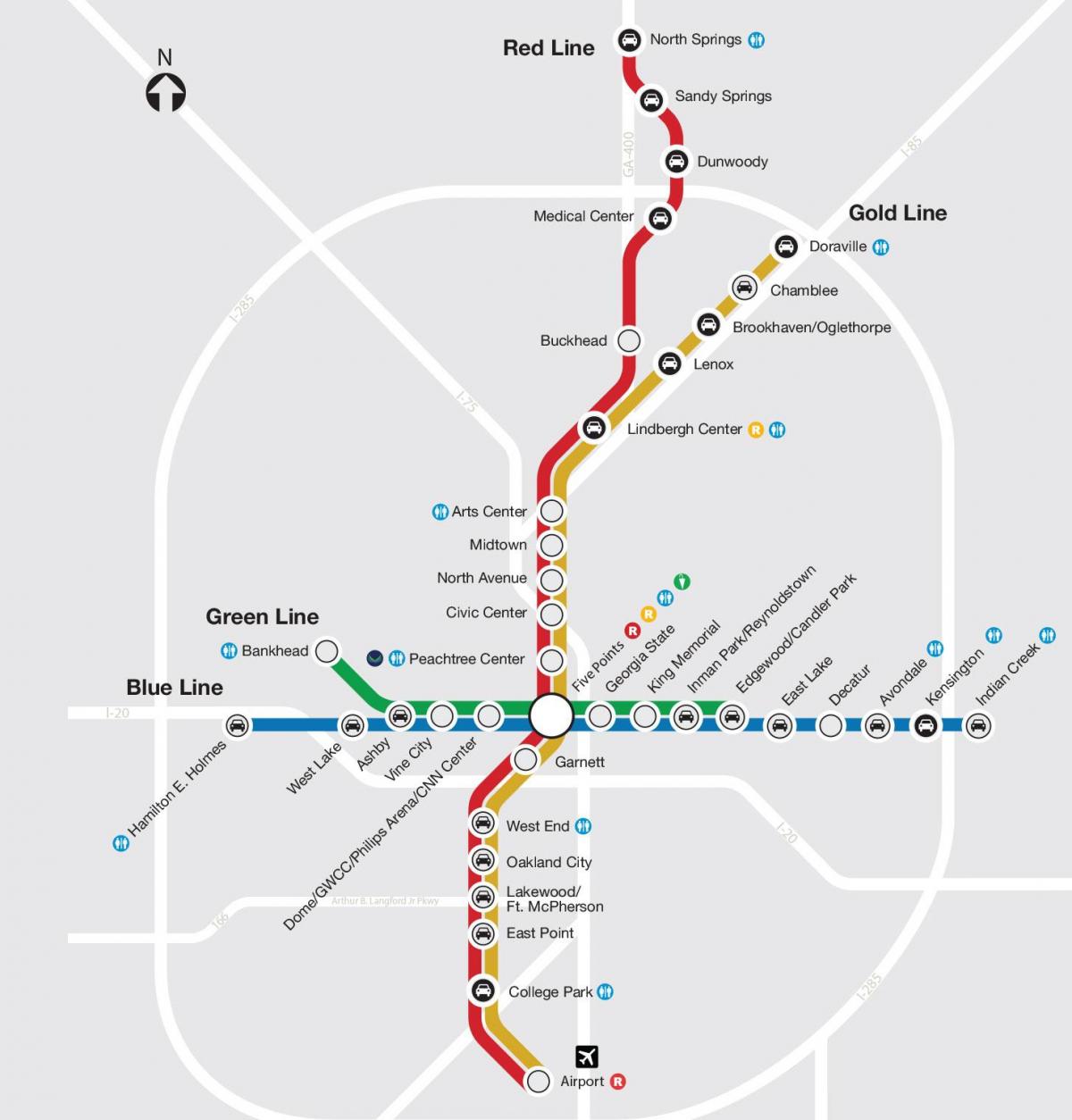 Mappa delle stazioni della metropolitana di Atlanta